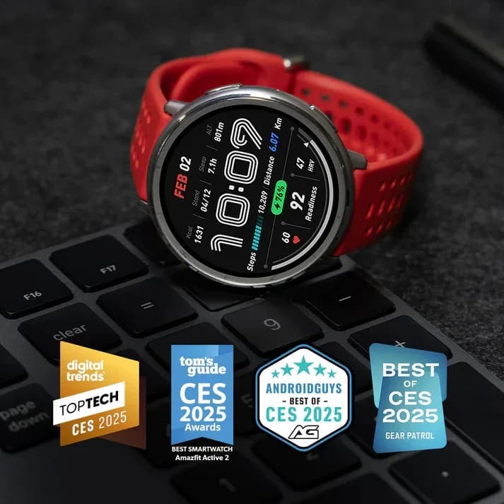 AMAZFIT Active 2 Smart Watch - Black, Silicone Strap thumbnail