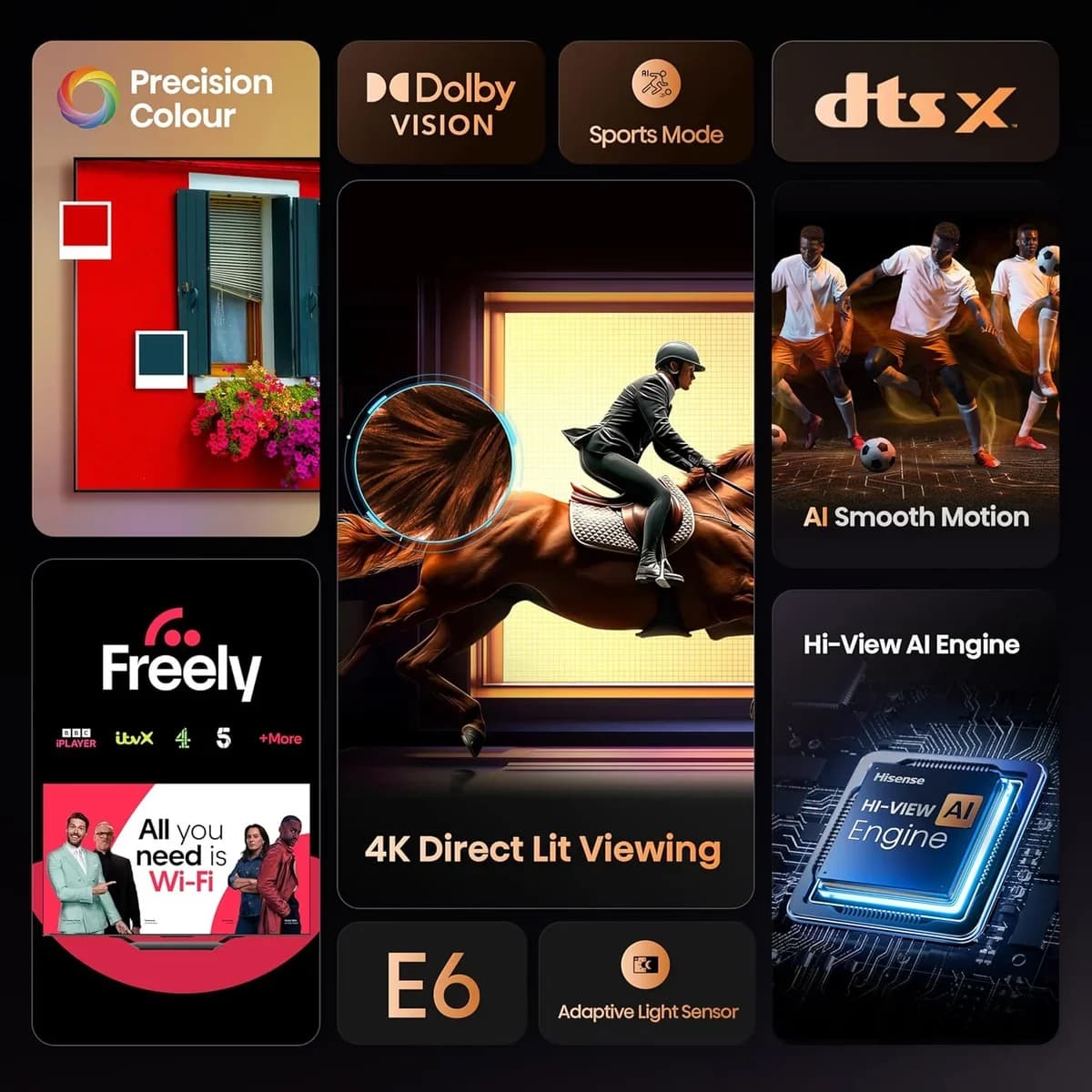 HISENSE 65E6QTUK 65" LED 4K HDR Smart TV with Freely thumbnail