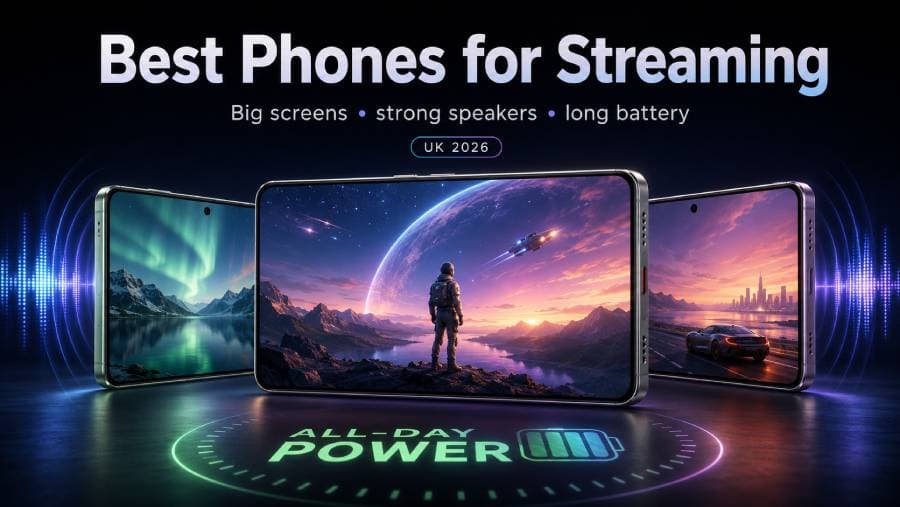 Phones for YouTube & Netflix Streaming (UK 2026) – Big Screens, Strong Speakers & Long Battery